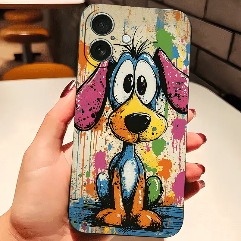 Apple Iphone 15 Pro Max - 그래피티 컬러 강아지 TPU 폰 케이스