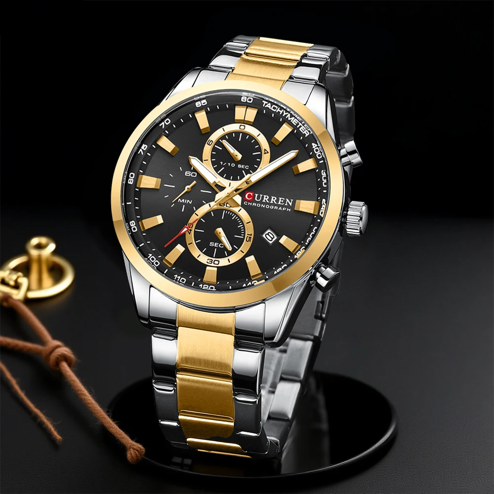 Accessories With Watch - CURREN 캐주얼 쿼츠 크로노 스포츠 시계