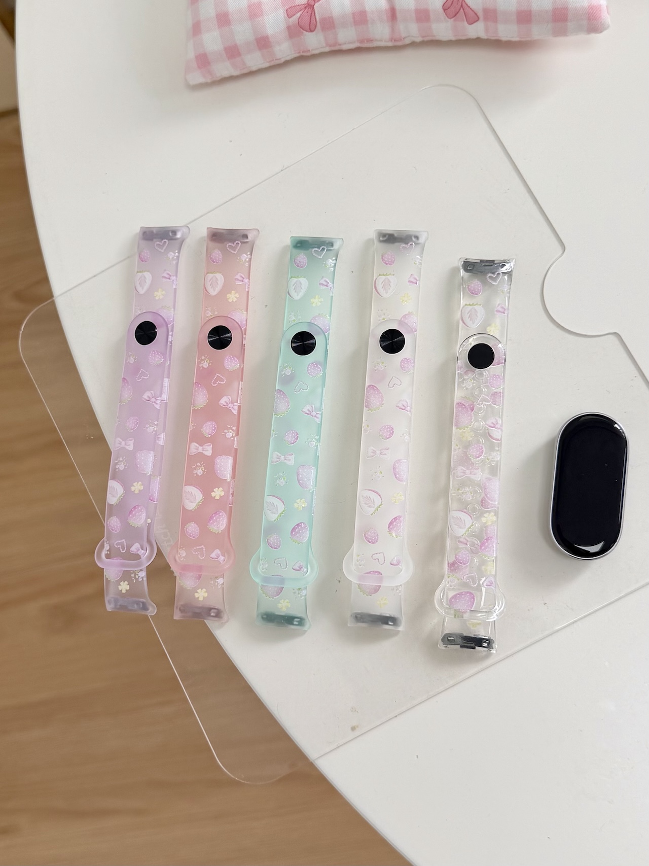 Android Smartwatch Accessories - 슈퍼 귀여운 딸기 리본 프린트 TPU