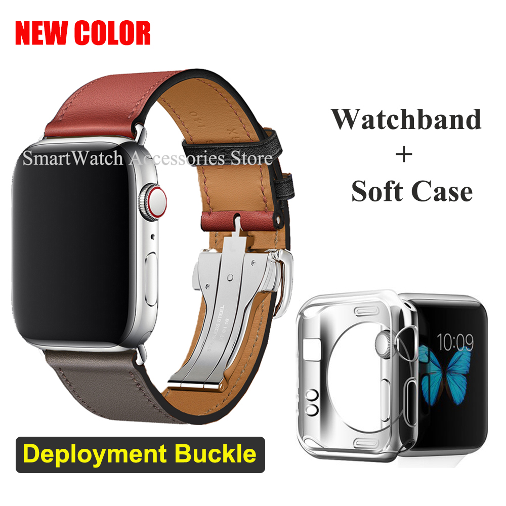 가죽 싱글 투어 전개 버클 스트랩, 애플 워치 6 5  - Smartwatch Accessories Shop 리뷰 및 가격