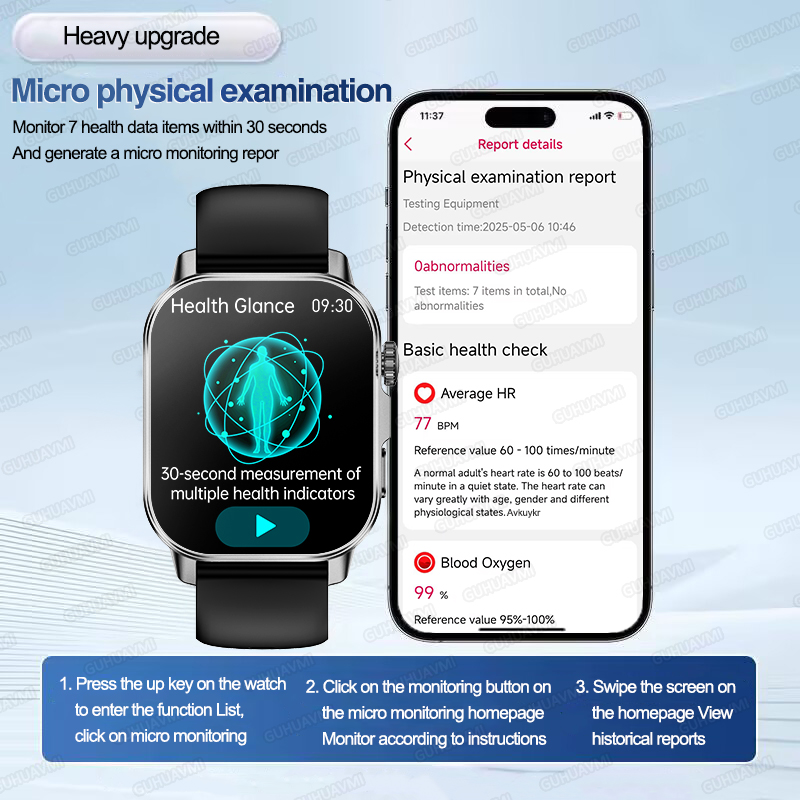 새로운 남성용 감정 진단 스마트워치 ECG+HRV 혈중 - Android Smartwatch Accessories 리뷰 및 가격