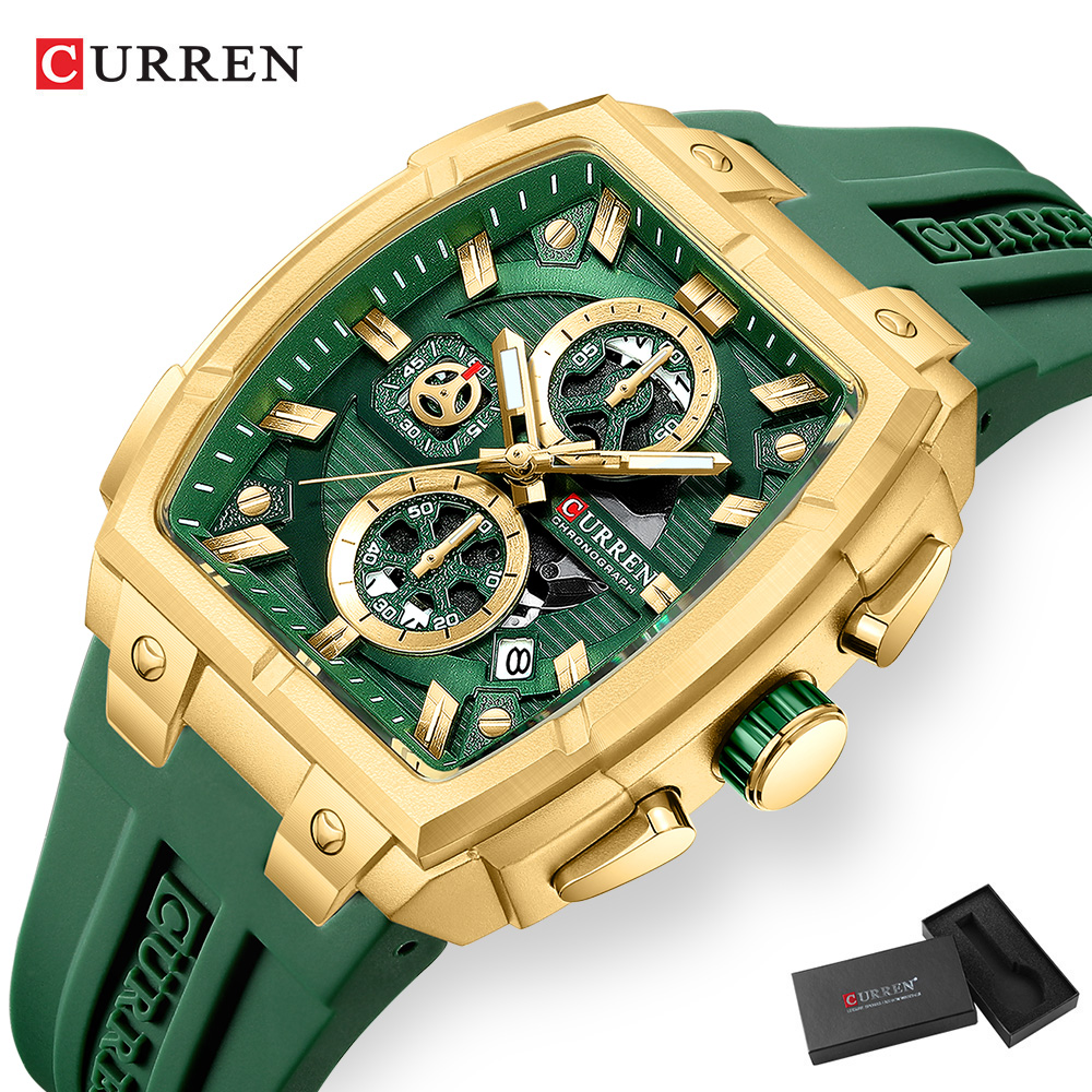 CURREN 남성용 럭셔리 빈티지 시계, 실리콘 스트랩 - Accessories With Watch 리뷰 및 가격