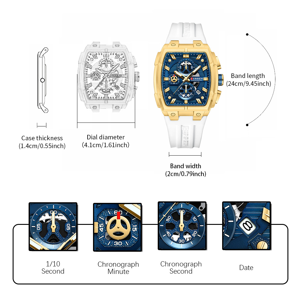 CURREN 남성용 럭셔리 빈티지 시계, 실리콘 스트랩 - Accessories With Watch 리뷰 및 가격