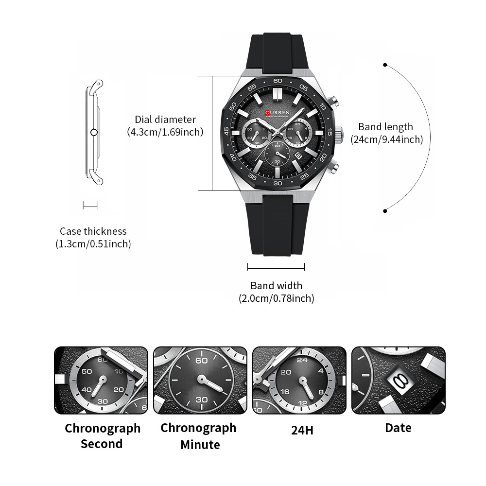 커렌 패션 캐주얼 남성 스포츠 시계 크로노그래프 실리콘 - Accessories With Watch 리뷰 및 가격