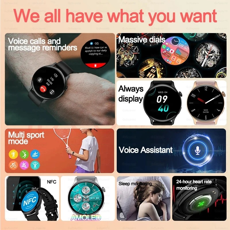 여성 Smartwatch NFC AMOLED 화면 혈액 - Smartwatch Custom 리뷰 및 가격