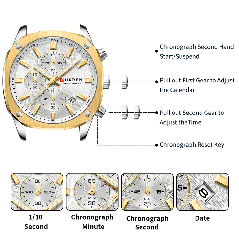 CURREN 모던 남성용 42mm 스포츠 시계 - 스테 - Accessories With Watch 리뷰 및 가격
